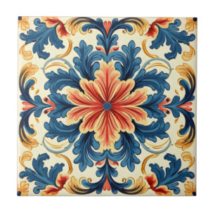 Carreau Carrelage orange bleu italien