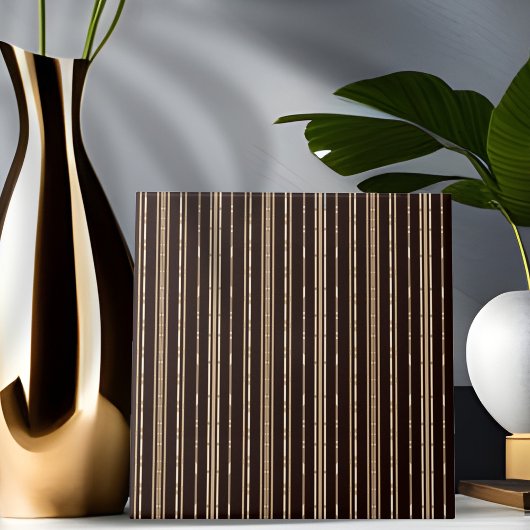 Carreau Carrelage rayé noir et Brown en bambou