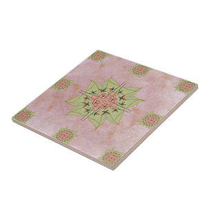 Carreau Carrelage rose pastel et vert