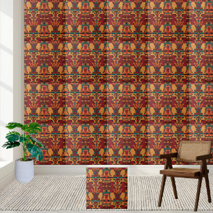 Carreau Carrelage rouge chaud et Turquoise d'inspiration a