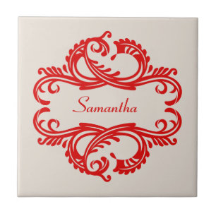 Carreau Carrelage rouge chic Damask
