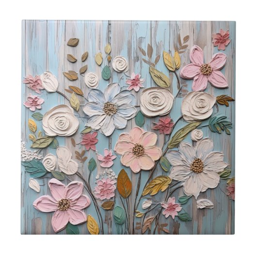 Carreau Carrelage Shabby Chic Fleurs (Devant)