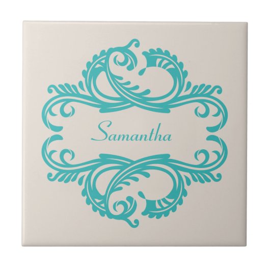 Carreau Carrelage turquoise Chic Damask (Devant)