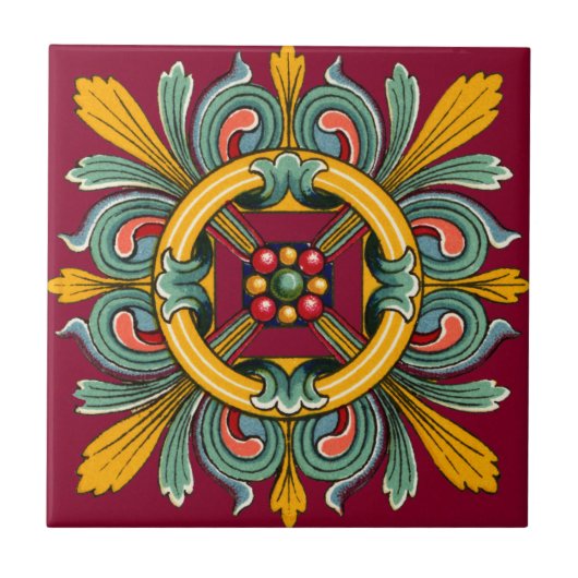Carreau Carrelage victorien framboise (Devant)