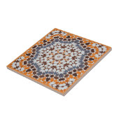 Carreau Carrelage vintage marocain en mosaïque orange (Côté)