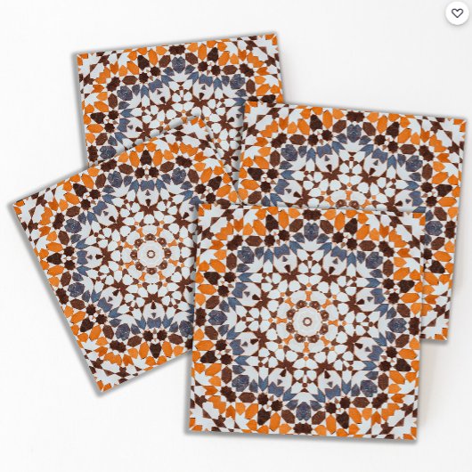 Carreau Carrelage vintage marocain en mosaïque orange