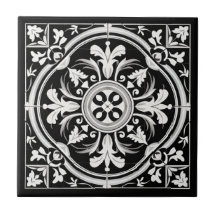 Carrelage vintage, noir et blanc, vieux carrelage 