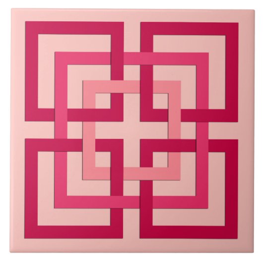 Carreau Carrés géométriques modernes, corail rose et rouge (Devant)