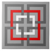 Carreau Carrés, gris, rouge et blanc géométriques modernes (Devant)