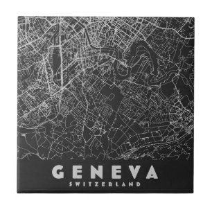 Carreau Carte ancienne de Genève Suisse