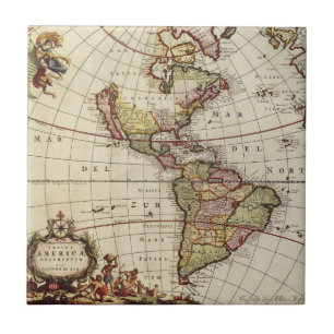 Carreau Carte ancienne des Amériques par Johannes De Ram