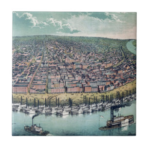 Carreau Carte Ancienne Saint-Louis Missouri Fleuve Mississ