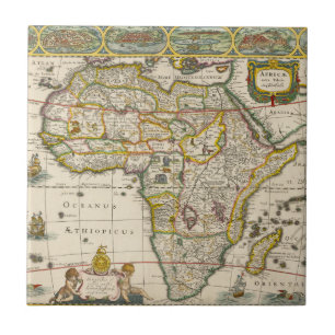 Carreau Carte antique de l'Afrique par Hondius et Jansson