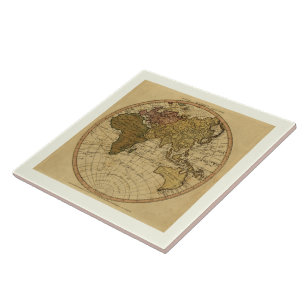 Carreau Carte antique d'hémisphère oriental de William