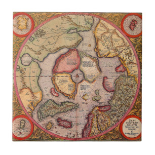 Carreau Carte antique du pôle Nord Carte par Mercator