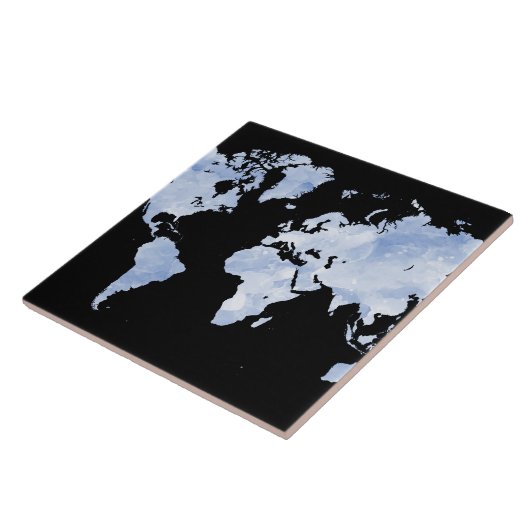 Carreau Carte Blue Black World Design 75 (Côté)