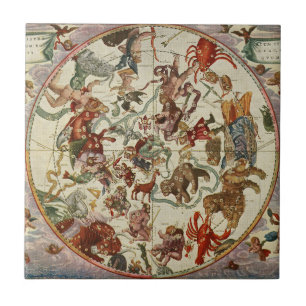Carreau Carte céleste ancienne de l'étoile du Nord 1660