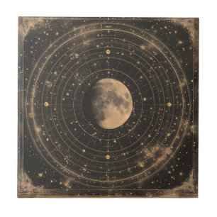 Carreau Carte céleste lunaire vintage