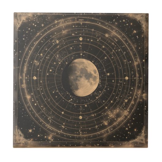 Carreau Carte céleste lunaire vintage (Devant)