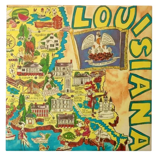 Carreau Carte colorée de Louisiane (Devant)