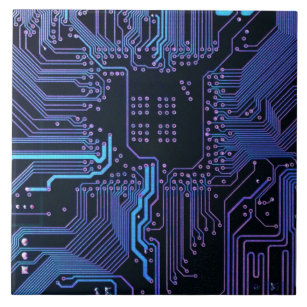 Carreau Carte cool de circuit d'ordinateur bleu