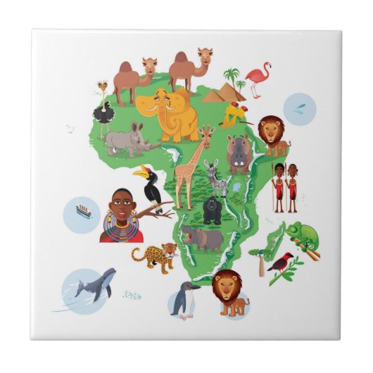 Carreau Carte d'animaux de l'Afrique (Devant)