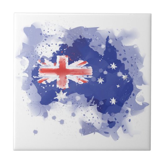 Carreau Carte d'aquarelle de l'Australie (Devant)