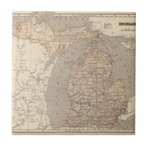 Carreau Carte d'atlas du Michigan