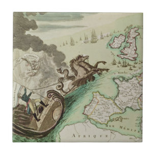 Carreau Carte d'attaque navale sur l'Angleterre par