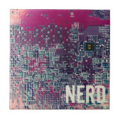 Carreau Carte de circuit rouge conception rétro nerd (Devant)