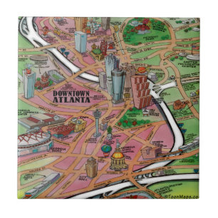 Carreau Carte de dessin du centre-ville d'Atlanta en Géorg