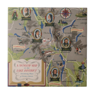 Carreau Carte de Dunlop de secteur de lac, Angleterre