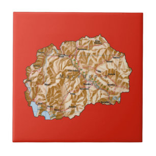 Carreau Carte de la Macédoine du Nord