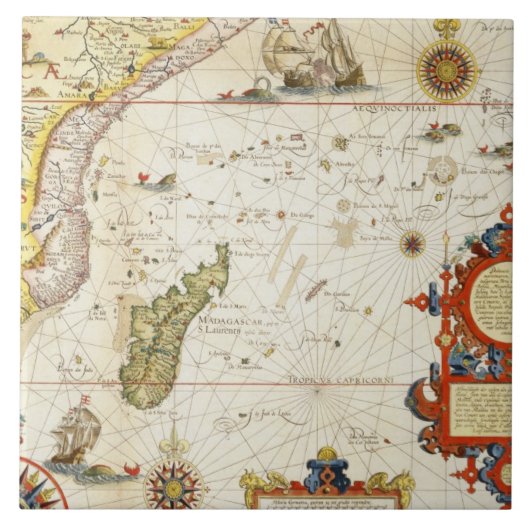 Carreau Carte de l'Afrique de l'Est et du Madagascar, 1596 (Devant)