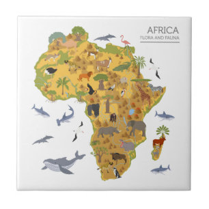 Carreau Carte de l'Afrique Flora et faune