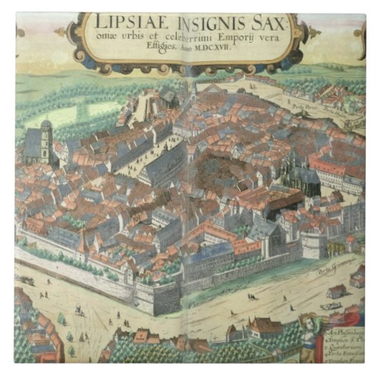 Carreau Carte de Leipzig, de "Civitates Orbis Terrarum" (Devant)