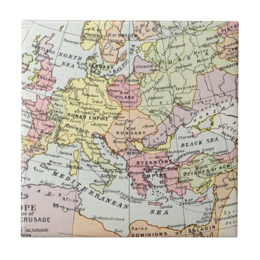 Carreau Carte de l'Europe | la troisième croisade (Devant)