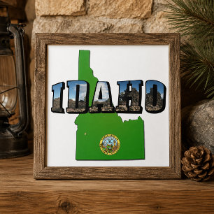 Carreau Carte de l'Idaho, sceau et texte d'image