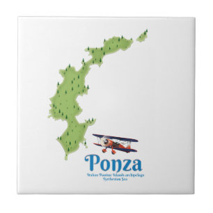 Carreau Carte de l'île italienne de Ponza.