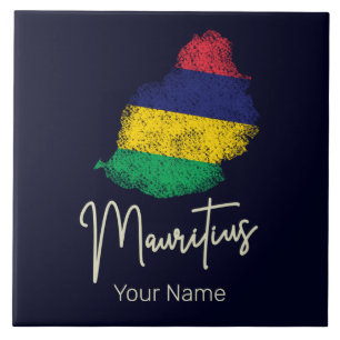 Carreau Carte de l'île Maurice Drapeau Vintage Océan Indie