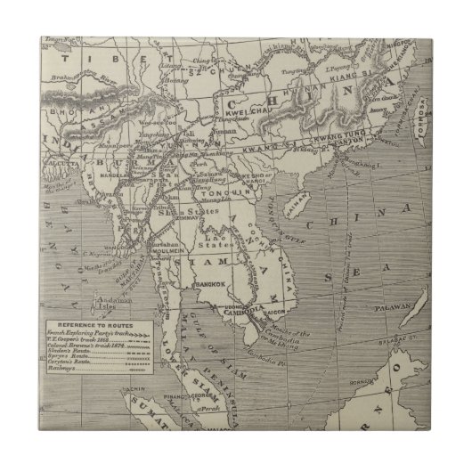 Carreau Carte de l'itinéraire proposé vers la Chine de (Devant)