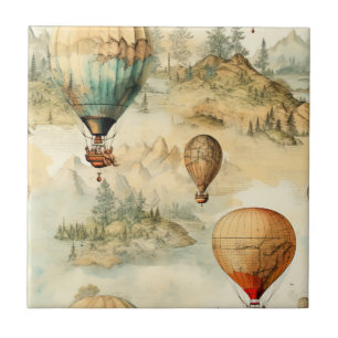 Carreau Carte de montagne en montgolfière fantaisiste