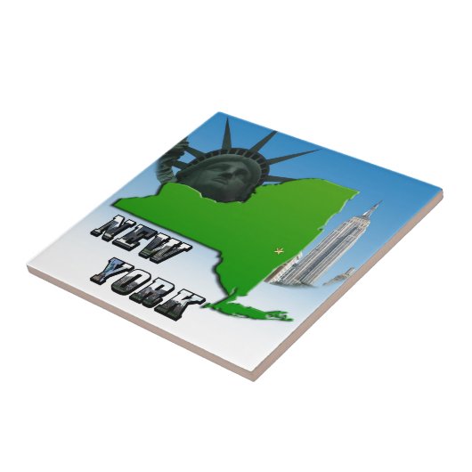 Carreau Carte de New York, Statue de la Liberté, Monument (Côté)