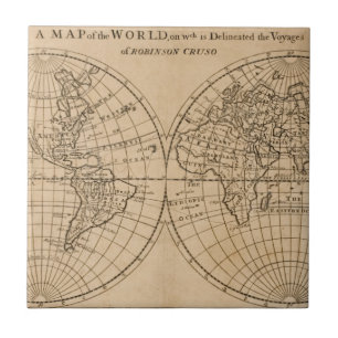 Carreau Carte de Robinson Crusoe du monde