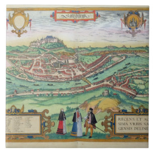 Carreau Carte de Salzbourg, de "Civitates Orbis Terrarum"