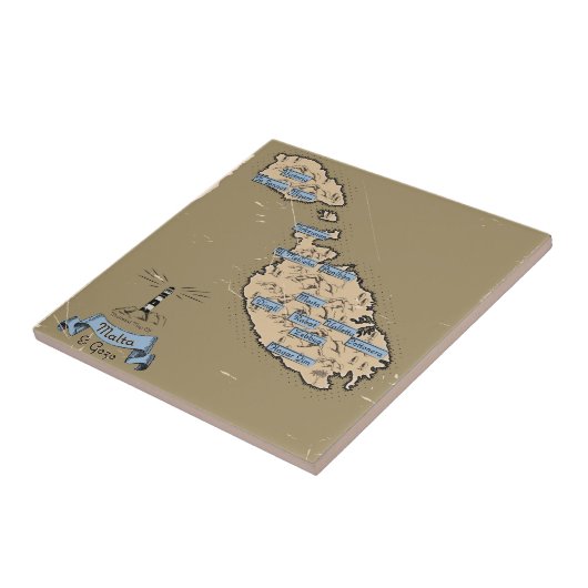 Carreau Carte de voyage illustrée Malte (Côté)