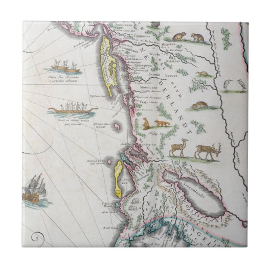 Carreau Carte dépeignant la Côte Est (Devant)