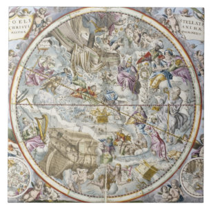 Carreau Carte des constellations chrétiennes comme