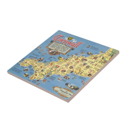 Carreau Carte des Cornouailles, Angleterre (Côté)