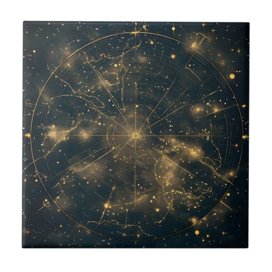 Carreau Carte des étoiles célestes d'or (5) (Devant)